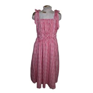 Lands‎ End Women's Textured Tie Shoulder Midi Dress Size L